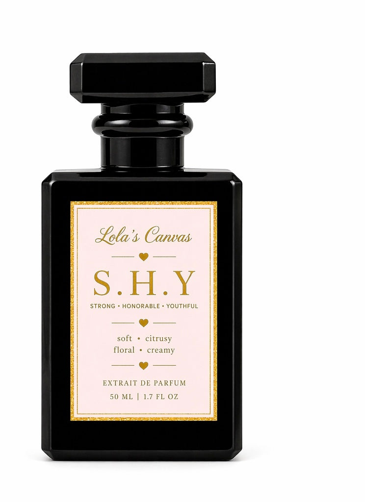 SHY Extrait de Parfum Love Don't Be Shy inspired perfume Lolas Canvas
SHY perfume bottle Kilian Love Don't Be Shy dupe luxury fragrance
Lolas Canvas SHY ERA Collection Extrait de Parfum
