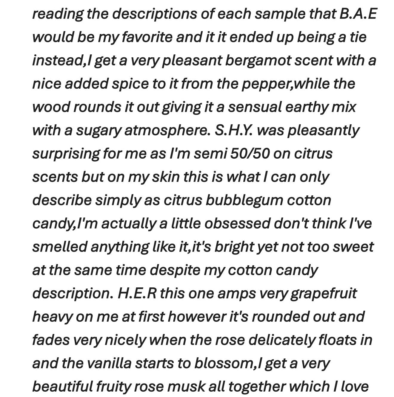 A screenshot of a customer review text post showing a 5-star review for 'Sc...'.
